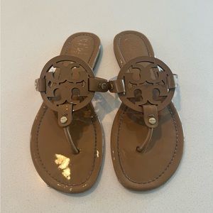 Tory Burch Miller Patent Leather Sandal Tan Brown